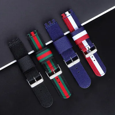 For Swatch Nylon Canvas Watch Band Strap High Quality Sport Wristband 17/19/20mm • £10.88