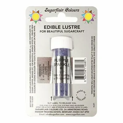 Edible Food Colouring Sugarflair Lustre Purple Sparkle 2g Cake Decorating • £3.49