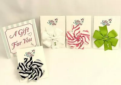 4 Personalized Hairbows Lot Girls Monogram Green White Zebra Pink Initial I • $9.99