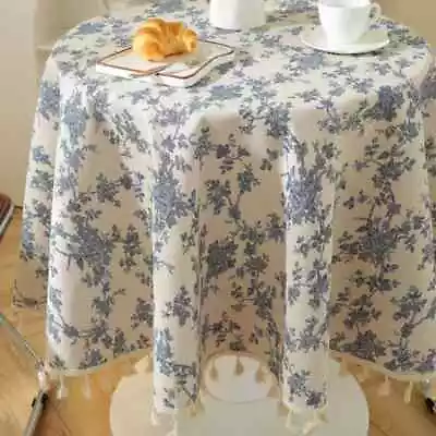 Floral Linen Cotton Tablecloth With Tassel Retro Round TableCover Tea TableCloth • $15.89