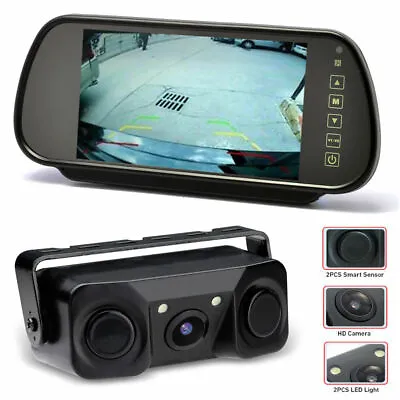 2 In 1 Reverse Camera & Parking Sensors Kit With 7 Inch Mirror Monitor Screen • $74.99