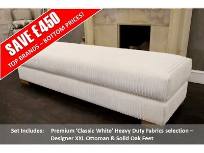 Denver  Classic White Designer XXL Ottoman & Solid Oak Feet • £279