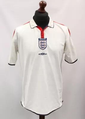 Mens UMBRO England 2004 White Home Football Shirt Size UK L - SB8 • £9.99