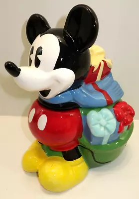 Disney Mickey Mouse W/Christmas Holiday Gift Bag JcPenney North Pole Cookie Jar • $33.08