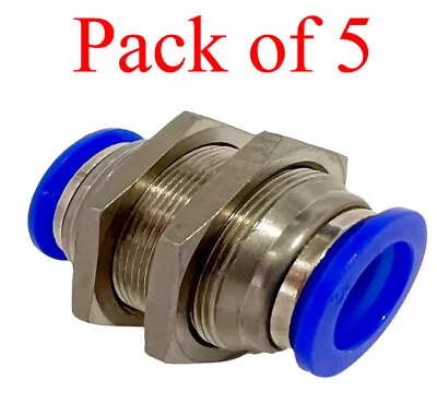 Pneumatic Push In Air Fittings - Bulkhead Union Straight 6mm Hose • $30