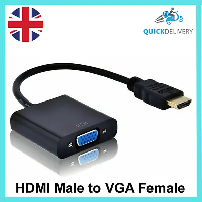 £3.85 • Buy HDMI Male INPUT To VGA Female OUTPUT Converter Adapter Cable For PC Monitor TV
