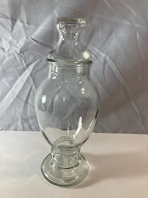 Vintage Clear Glass Apothecary Jar Footed With Lid. Measures 10  Tall With Lid • $9.99