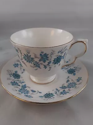 Colclough Braganza Tea Cup & Saucer Blue Bone China 1st Quality British • £16.99