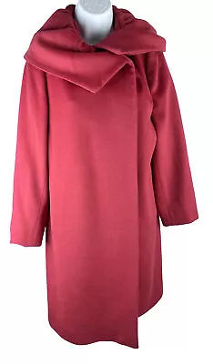 Women's Cinzia Rocca Red Wool Angora Funnel Neck Coat Size 10 • $99.99