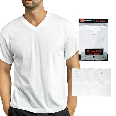 $15.99 • Buy Knocker Men's 3 Pack Cotton Short Sleeve V Neck T-Shirts