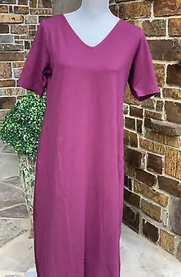 NWT J. Jill Dress Women's Double-V Elbow-Sleeve Maxi Dress In Red Sangria $99 • $33.50