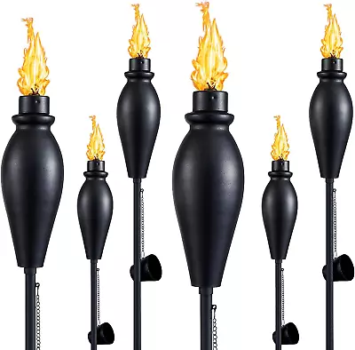 6 Pack Tiki Torches For Outside59In Metal Torch Flame Light Torch With Snuffer  • $44.63