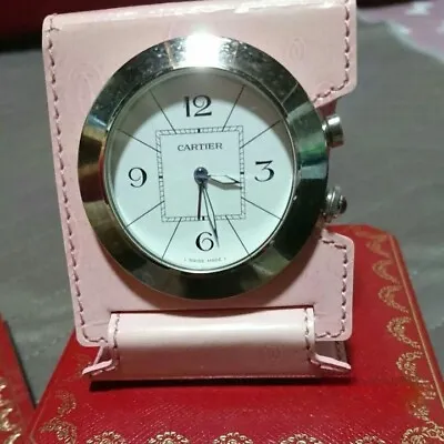 Cartier Pasha Table Clock Pink Round Quartz With Box Interior Decorative Object • $752.06