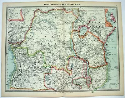 Central Africa - Original Map C1906 By G Philip & Son. Antique • £19.28