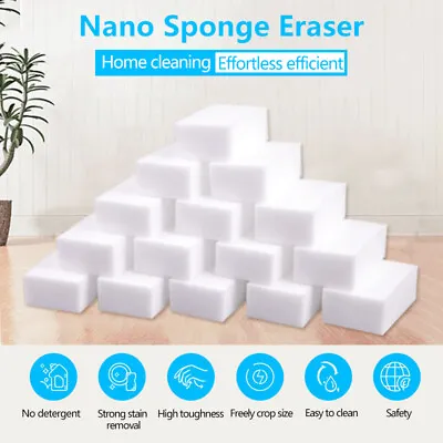 100/50pcs Magic Sponge Eraser Cleaning Melamine Foam Cleaner White 100x60x20mm • $9.45