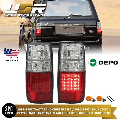 DEPO Red/Clear Rear LED Tail Lights For 91-97 Toyota Land Cruiser Lexus LX450 • $94.95