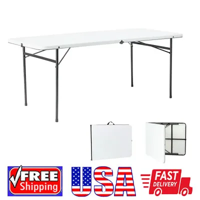 6 Foot Bi-Fold Plastic Folding Table Dining Table Indoor Outdoor Camping Picnic • $74.21