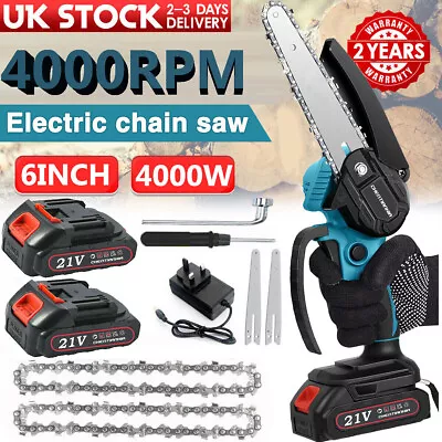 6'' Electric Cordless Chainsaw Powerful Wood Cutter Saw + 2 Battery For Makita • £23.99