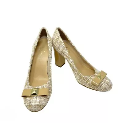 Kate Spade Pumps Heels Sze 5 M Tweed Glitter Tan Wedding Cocktail Shoes Sequin • $132