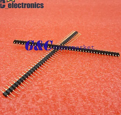 Single Row 40Pin 2.54mm Round Male Pin Header Gold Plated Machined J8 A3GS • $1.58