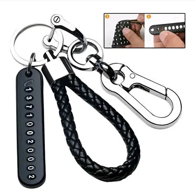 1x Car Anti-Lost Keychain Phone Number Strip Card Weave Rope Pendant Key Holder • $5.82