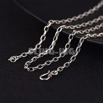 4mm Men Real 925 Sterling Silver Retro Link Dainty Chain Silver Necklace 18-30'' • $43.87