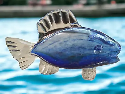 Murano Style Glass Fish Large Hand-Blown Glass Blue Glitter PLS READ DESCRIPTION • $67.99