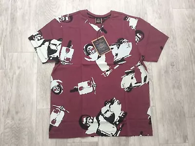 Mens Merc London Retro Mod Cotton Scooter T Shirt Golding Wine - Size M • £17.50