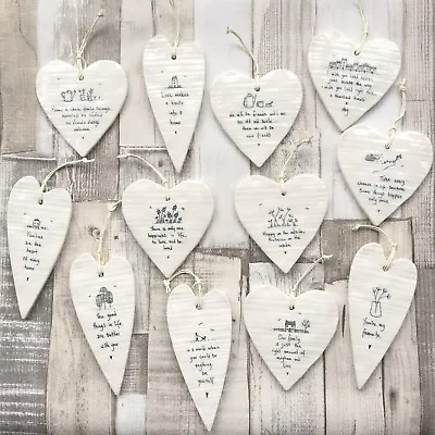 £6.25 • Buy East Of India Hanging White Porcelain Wobbly Hearts Inspirational Gift 