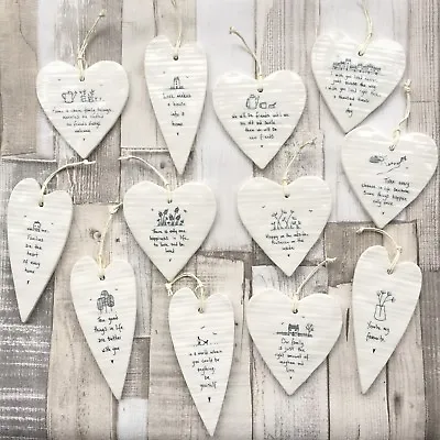 East Of India Hanging White Porcelain Wobbly Hearts Inspirational Gift  • £6.99