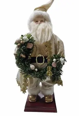 Father Christmas In Gold Standing Ornament On Base 50cm (Damaged Base) • £20