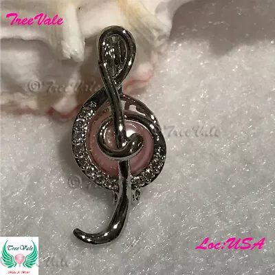 Musical Note Treble Clef  - Silver Plated - Locket Pearl Cage Pendant-Hold 6-8mm • $1.99