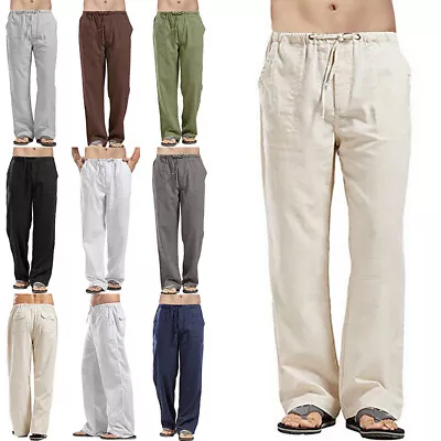 Mens Pants Drawstring Trousers Men Leisure Travel Elastic Waist Bottoms • $24.30