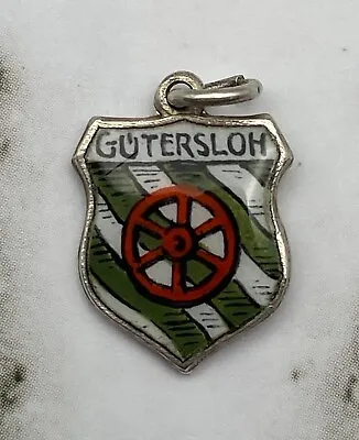 Vintage 835 Silver Gütersloh Germany Travel Shield Charm • $8