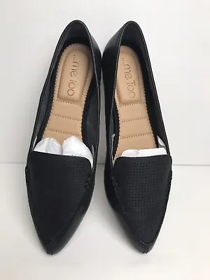 Me Too Black Leather Laser Cut Flats Shoe Woman’s Size 7M Slip On Loafer. NWOB • $20