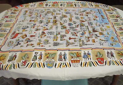 Vintage Mid Century Tablecloth Souvenir Germany Map 58  X 46  • $32