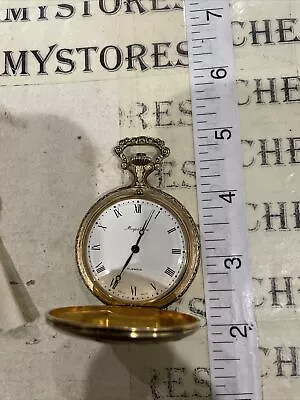 Vintage Majestime 17 Jewel Mens Pocket Watch Gold Tone Forest Wind Up Working • $79.99