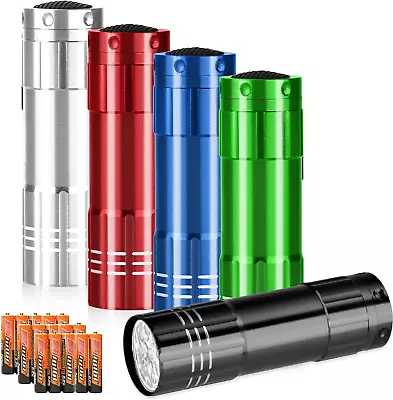 5 Pack Of Flashlights 9 LED Mini Aluminum Flashlight Bulk With Lanyard 15 AAA Ba • $14.13