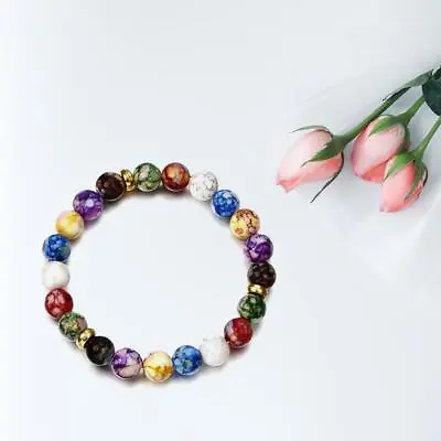 7-Chakra Healing Beaded Bracelet Natural Lava Stone Jewelry Bracelet P4C1202424 • $2.37