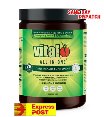 VITAL GREENS ALL IN ONE 300g - 78 Ingredients Powerful Antioxidants Probiotics • $41.70