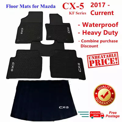 Heavy Duty Rubber Floor Mats + Cargo Boot Liner For Mazda CX-5 KF Series 2023 • $135