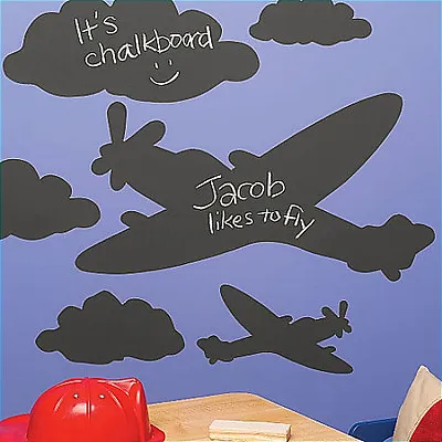$14.99 • Buy WALLIES AIRPLANES & CLOUDS CHALKBOARD Wall Stickers 6 Decal Plane Chalk Included