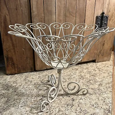 Vintage Antique LARGE META/ Wire Fruit Basket/FOOTED/DEEP Farmhouse Country • $33