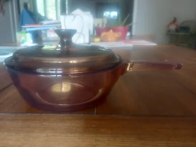 Corning Vision Cookware Amber.5 Liter Sauce Pan Dish With Lid • $12