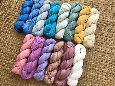 100gm Sari Silk Ribbon Yarn Weaving Knitting Crochet Fiber Crafts Jewelry 10 Yds • $10.50