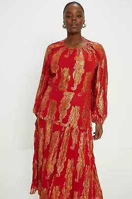 OASIS Curve Shimmer Jacquard Midi Dress • £32