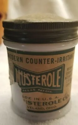 Musterole A Counter Irritant Milk Glass Embossed W Label And Lid Cleveland Ohio • $9.99