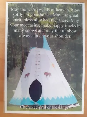 Native American Indian Laminated A6 Prayer Saying Blessing • £2