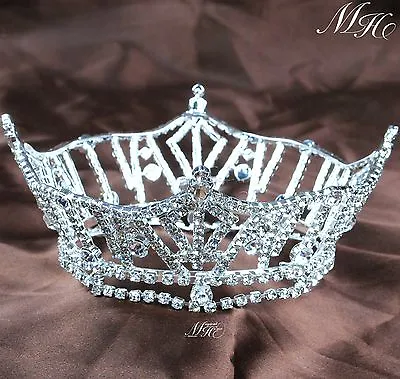 Miss America Pageant Crown Rhinestones 3  Tiara Bridal Wedding Prom Headband • $31.98