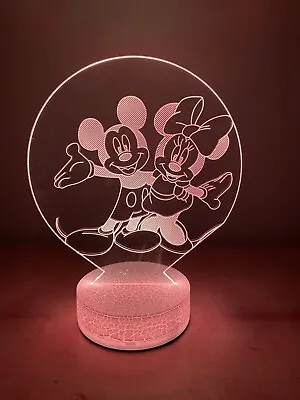 Mickey And Minnie Mouse 3D Night Light Multi Color Changing Illusion Lamp Gifts • $14.99